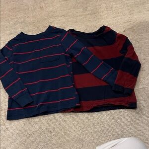 Old Navy Kids Long Sleeve Tees - Navy and Red Stripes